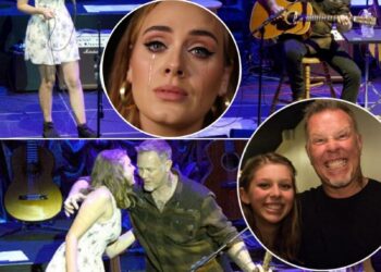 James Hetfield ditched his metal growl for something straight-up magical, and it’s got the whole world sobbing! Nobody expected this: the Metallica legend grabbed an acoustic guitar, eyes glistening with tears, and stood shoulder-to-shoulder with his daughter Cali for a heart-wrenching cover of Adele’s “Crazy For You.” Their father-daughter duet is pure fire, lighting up the internet with raw emotion. Cali’s voice, like something out of a dream, soared while James layered in soft, soulful harmonies, showing a tender side that’ll make your jaw drop. And get this—Adele was right there in the crowd, losing it! When the final note hit, she screamed, “THIS IS ABSOLUTELY STUNNING!” This wasn’t just a song—it was a gut-punch love letter from a dad to his daughter, a moment so real and powerful it’s got everyone’s hearts in a chokehold