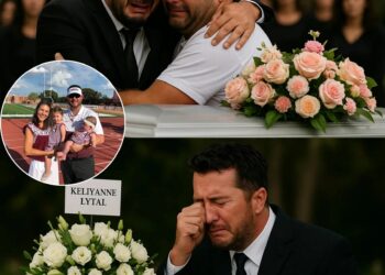 No longer the invincible icon of the field, Tom Brady stood still beside the tiny white casket of 8-year-old Kellyanne Lytal — daughter of Trinity’s assistant coach, lost in Texas’ devastating floods. In the soft rain and mournful organ music, he knelt down, placed his hand on the flower-covered lid, and shook with sobs too deep to hide. The man who once stood strong before millions crumbled before the loss of a child. One mourner whispered, “I’ve never seen Tom this broken — like part of his heart was swept away in the flood, too.”