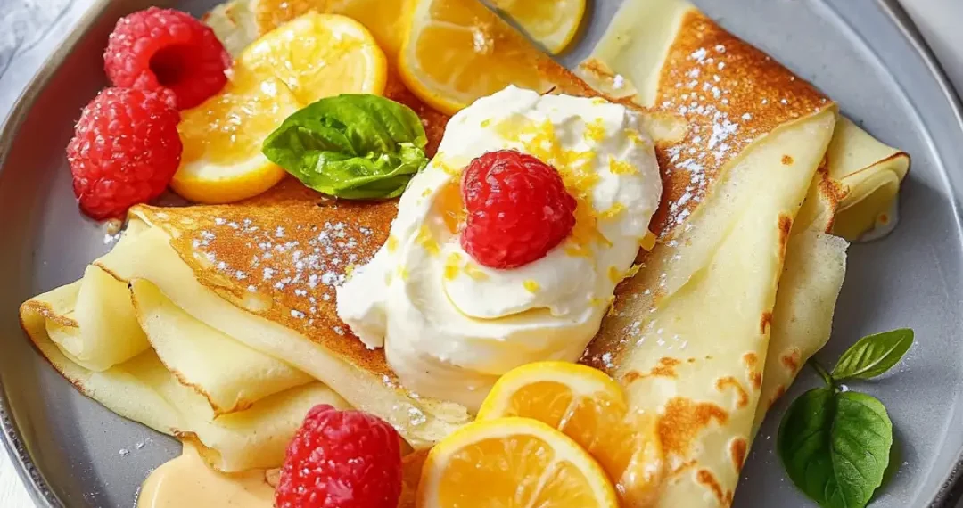 Lemon Mascarpone Stuffed Crepes