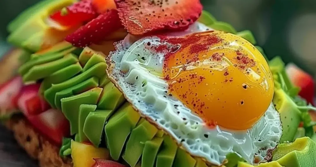 Avocado Toast with Fried Eggs & Fresh Fruit