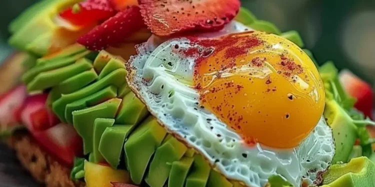 Avocado Toast with Fried Eggs & Fresh Fruit