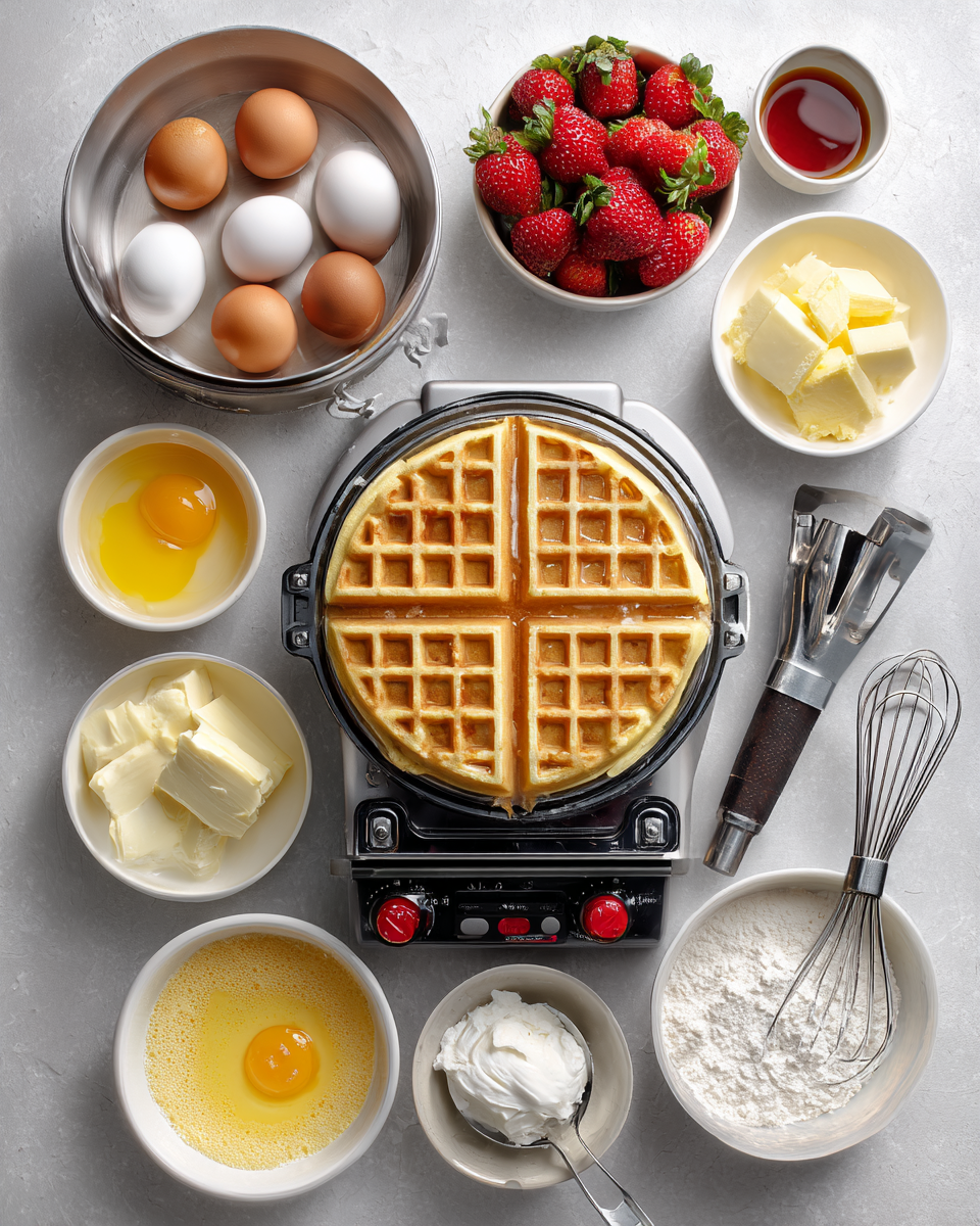 Variety of Old-Fashioned Pound Cake Waffles with different flavors