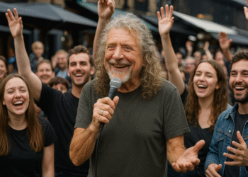 In a magical street-side encounter at Camden Market, Robert Plant was spotted smiling as a group of fans passionately sang “Stairway to Heaven.” To everyone’s amazement, he gently took their microphone and delivered the soaring final notes himself, leaving the crowd stunned and exhilarated. Eyewitnesses say his warmth and spontaneity created an unforgettable, intimate moment that blurred the line between rock legend and everyday fan. Clips of the unexpected duet quickly spread across social media, garnering millions of views and leaving fans around the world in awe. Sources reveal Robert chatted and laughed with the fans afterward, soaking in their excitement and admiration. Insider accounts hint at playful gestures and nods that made the performance feel personal yet epic. By the end, Camden Market buzzed not just with music, but with the pure thrill of a once-in-a-lifetime rock encounter.
