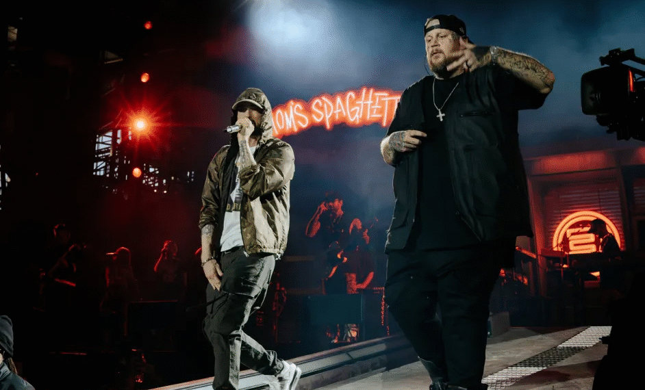 “I’ve never shed a tear to a rap track — until tonight.” That was the stunned reaction echoing across social media as Eminem and Jelly Roll unleashed their surprise collaboration Devil Is a Liar. What hit the crowd wasn’t just music — it was survival poured into a microphone. Eminem’s razor-edged verses cut deep, Jelly Roll’s gravel-soaked chorus lifted broken souls, and the arena fell silent before erupting in tears. Even Rihanna, seated quietly in the audience, was caught on camera wiping her face, overwhelmed by the raw truth spilling off the stage. This wasn’t a performance — it was a confession on fire. And when Eminem tweeted moments later, “This is for the ones still fighting,” the world understood: this track isn’t just art. It’s a lifeline.